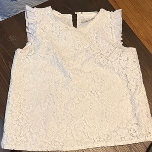 LOFT Ivory Lace Ruffle Sleeve Blouse